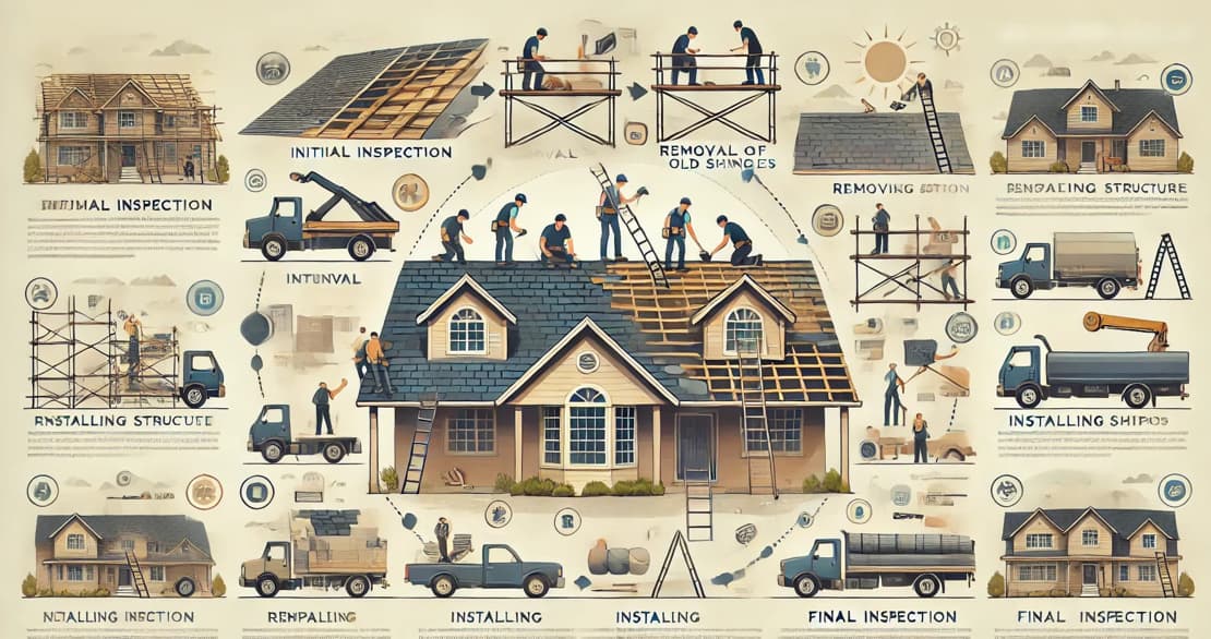 The roof replacement process