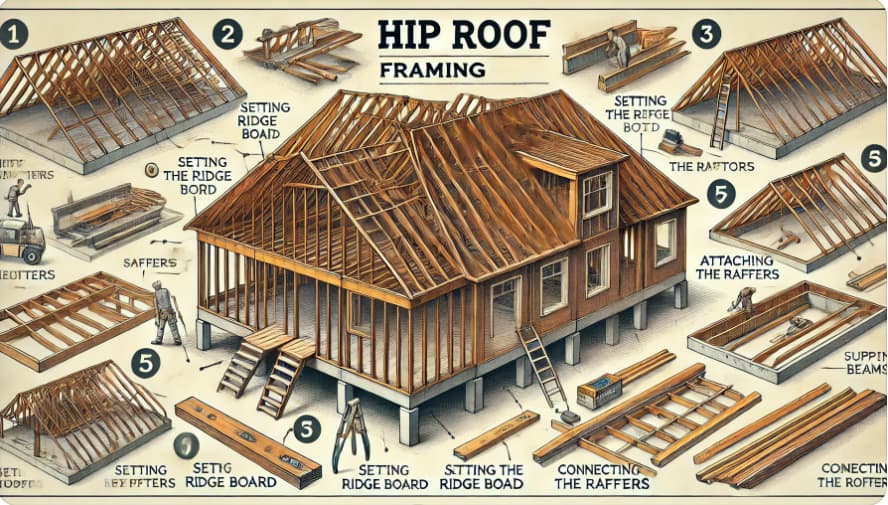 Hip roof framing process